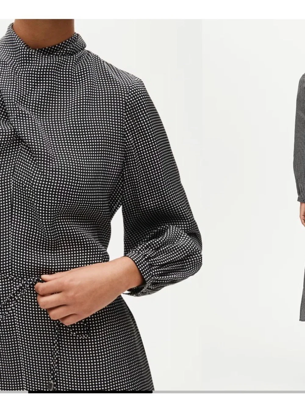 J. Crew Black and White Scarf-Neck Midi Shift Dress